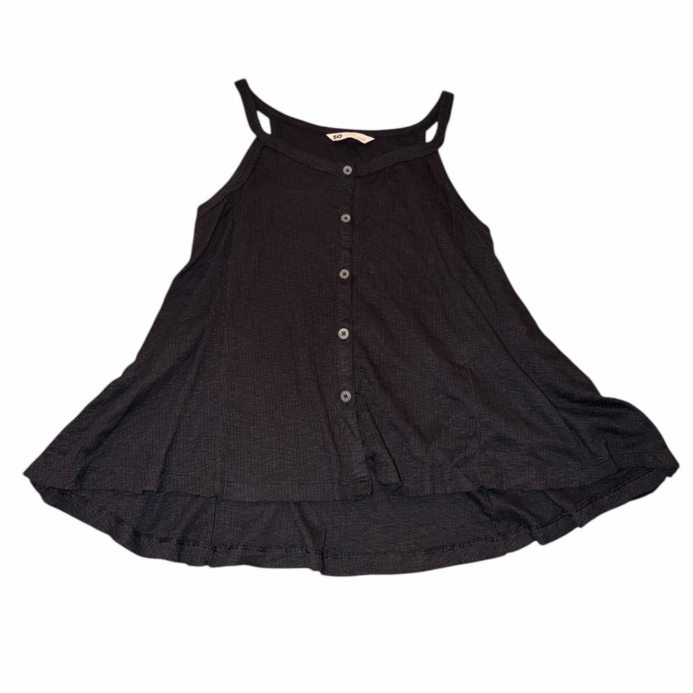 SO Black Button-Front Swing Tank Top – Size Large